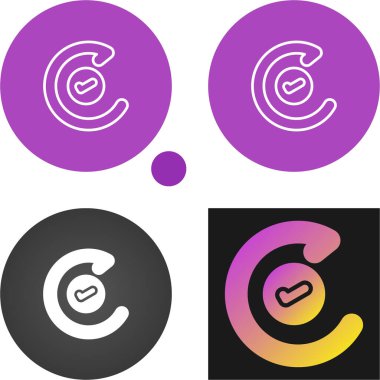 Beyaz arkaplan, vektör illüstrasyonunda izole edilmiş sembol ve daire simgelerini kontrol et 