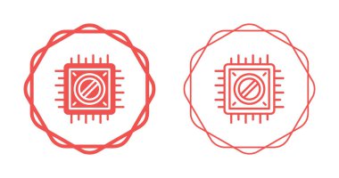 Dairesel desenler içinde iki kırmızı mikroçip simgesi
