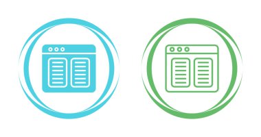 Dairelerin içinde mavi ve yeşil web tarayıcı simgeleri