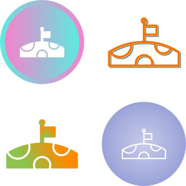 Bayrak simgesine sahip ay vektör çizimi 