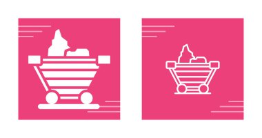 Kömür vagonu, maden arabası, ulaşım, endüstriyel tramvay, kömür madencisi beyaz arka plan vektörü.