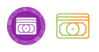 Renkli yuvarlak simgelerin içine yığılmış para faturaları