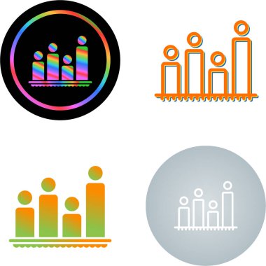 Beyaz arkaplan, düz tasarım vektör illüstrasyonunda izole edilmiş bar grafik düz simgeleri kümesi.