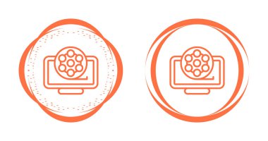 Bilgisayar monitörleri ve film makaraları beyaz arkaplan, vektör illüstrasyonunda simgeler   