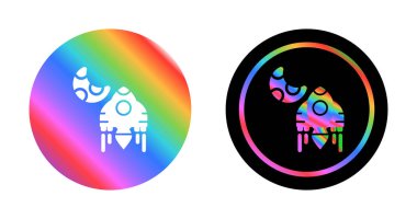 Ay düz çizgi simgeleriyle ana hatlı roket gemisi       