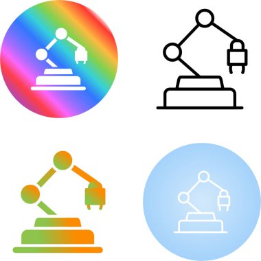 Renkli arkaplanlara sahip robotik kol simgeleri