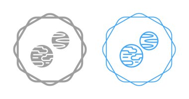Two circular logos with abstract designs and wavy lines