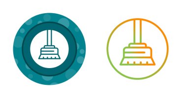 Beyaz arkaplanda izole edilmiş temizlik süpürgesi simgeleri. Temizlik hizmeti konsepti. vektör illüstrasyonu