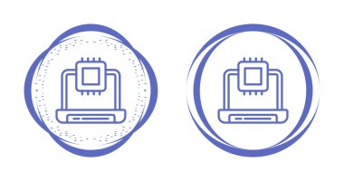 beyaz arkaplanda dizüstü bilgisayarlar ve işlemciler simgeleri, vektör illüstrasyonu