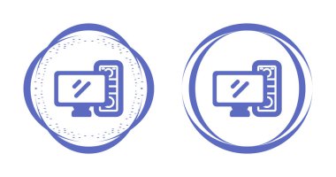 Bilgisayar monitörü ve kule simgeleri dairelerin içinde