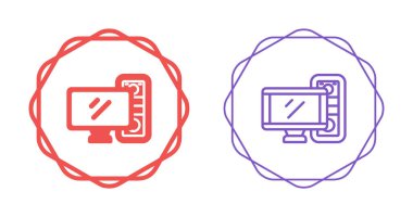 Bilgisayar monitörü ve grafiksel tablet çizilmiş simgeler