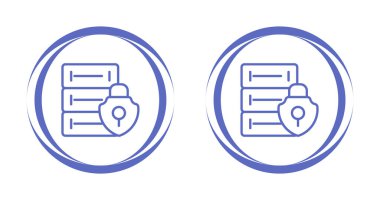 Beyaz arkaplana izole edilmiş kalkan simgelerini içeren güvenli bir sunucu. Vektör illüstrasyonu 