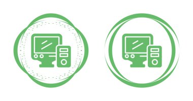 beyaz arkaplanda izole bilgisayar ekranları ve sistem birimleri, vektör illüstrasyonu   