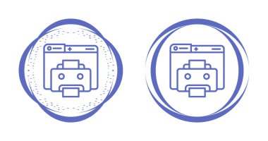 beyaz arkaplanda yazıcı simgeleri olan bilgisayar web sayfaları, vektör illüzyonu  