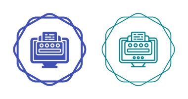 Dairesel sınırlar içinde iki biçimlendirilmiş yazıcı simgesi