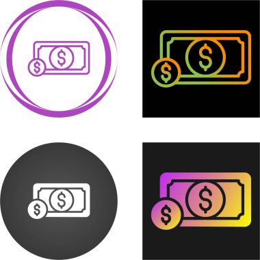 Hat para banknotları beyaz arkaplanda izole simgeleri ayarlayın