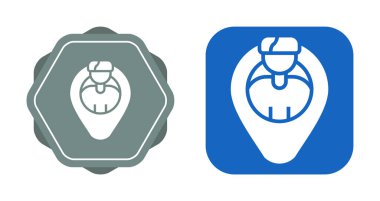 Kullanıcı simgesine sahip harita işaretleyici seti. Kişinin yeri. Görüntü vektörü