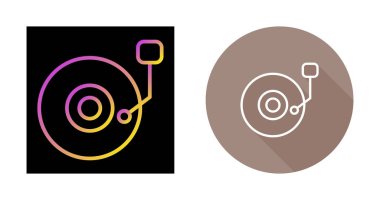 Vinil vintable simgeleri seti, vektör illüstrasyonu basit tasarım