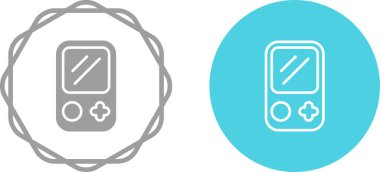 Oyun konsolu simgesi. Klasik 8-bit oyun sembolü. Retro oyun aleti işareti. Taslak, düz ve renkli. Düz tasarım.