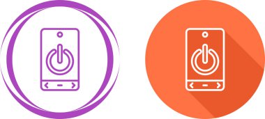 Beyaz arkaplanda güç düğmesi izole edilmiş doğrusal akıllı telefon simgeleri.