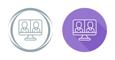 online toplantı simgesi vektör illüstrasyonunu ayarla