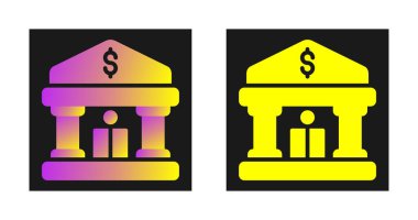 Banka binasının renk simgesi. Bankacılık ve para işareti. vektör illüstrasyonu