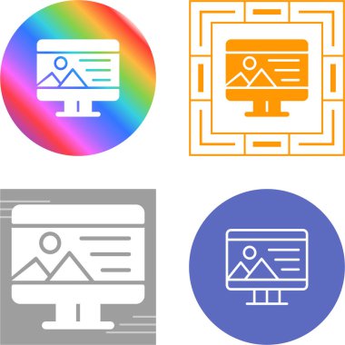 Bilgisayar monitör simgesini. Düz Pc sembolü. Vektör çizim 