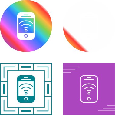 Kablosuz internet kablosuz kablosuz internet bağlantısı ve renkli arkaplanda izole edilmiş mobil simge ayarla. vektör.