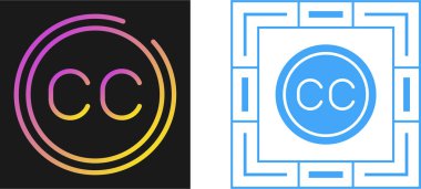 Basit altyazı simgesi. CC simgesi. Beyaz arkaplanda vektör sembolü 