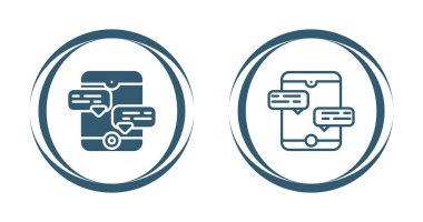 Sohbet baloncukları simgeleri olan akıllı telefon seti, vektör illüstrasyonu basit tasarım