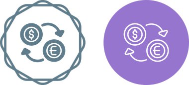 para dönüştürücü uygulaması, dolar ve avro para birimli düz simgeler. 