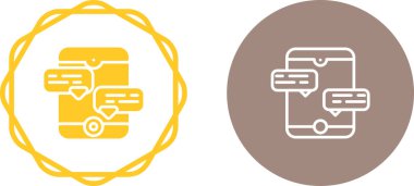 Sohbet baloncukları simgeleri olan akıllı telefon seti, vektör illüstrasyonu basit tasarım