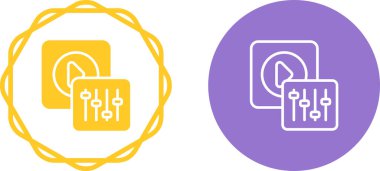 Minimalist eşitleyici ve simgeleri oynat. Müzik ses dalgası sembolleri. Vektör illüstrasyonu 