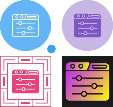 Bir kullanıcı arayüzü için bir kontrol panelinin özet simgeleri.