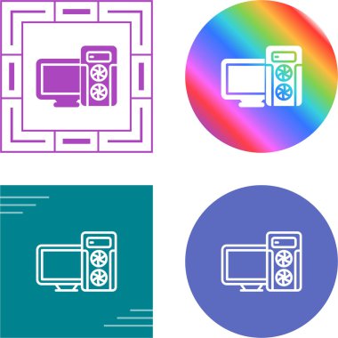 Masaüstü Bilgisayar Modern Simgesi Beyaz Arkaplanda İzole Edildi