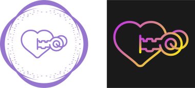 beyaz arkaplanda kalp ve anahtar simgesi vektörü