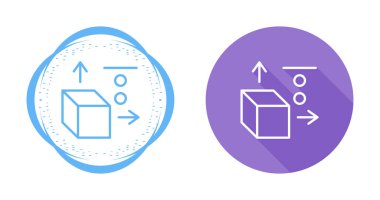 Koordinat Eksenli Küp, Doğrusal Simge Basit Vektör Resimleri 