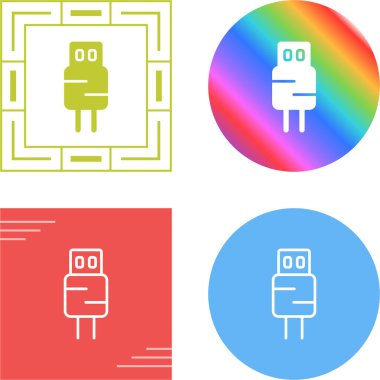 Usb Connector Simgesi. Flaş Disk İşareti, Beyaz Arkaplanda Vektör 