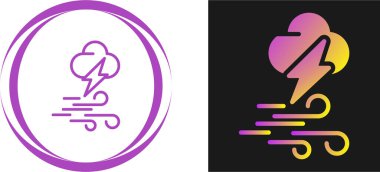 Minimalist Rüzgar, bulut ve şimşek simgesi seti, Rüzgarlı Hava Uygulama simgeleri. Vektör illüstrasyonu 