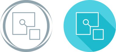 Mavi daire simgesi içindeki soyut geometrik şekiller