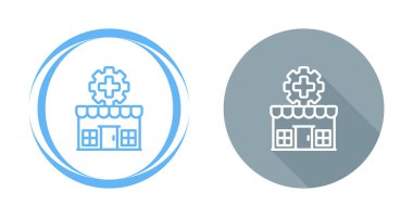 Mavi çizgi depo simgesi beyaz arkaplanda izole edildi. Mavi daire düğmesi. vektör.