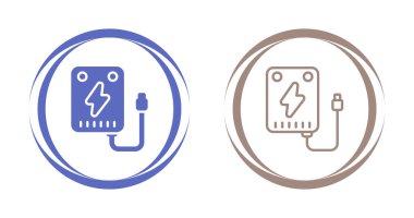 Güç bankası hattı simgesi. Beyaz arkaplanda modaya uygun düz bir sembol. Tasarım için web şarkısı.