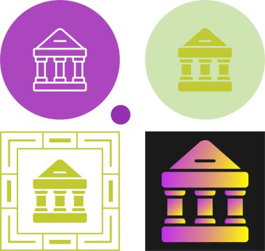 Banka binası simgeleri ayarlandı, vektör illüstrasyonu