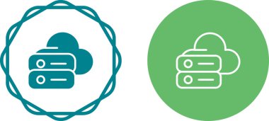 Beyaz arkaplanda izole edilmiş yeşil ve siyah çizgi bulut depolama simgesi. veri depolama teknolojisi, depolama bulut veri bağlantısı, kişisel veri depolama. Renkli özet