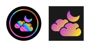 Bulutlu bir ay kümesi, beyaz arkaplanda izole edilmiş ay ışığı simgeleri. vektör illüstrasyonu 