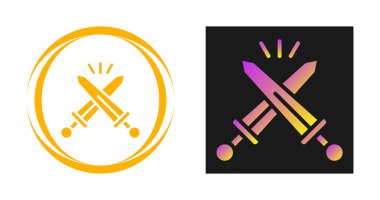 Çizgiyi aşan kılıç simgesi. vektör illüstrasyonu 