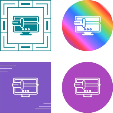 Beyaz ve siyah arkaplanda bilgisayar monitörü ve tornavida simgeleri 