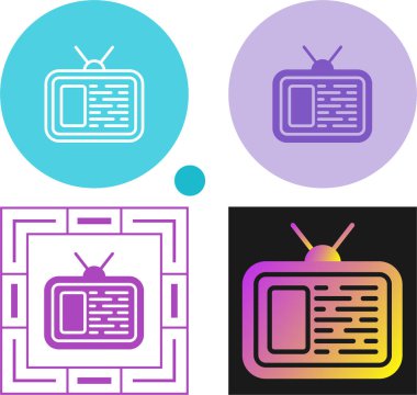 Beyaz arkaplanda izole edilmiş televizyon simgeleri. Televizyon tabelası. vektör illüstrasyonu 