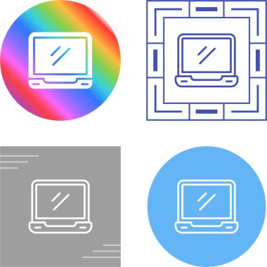 Beyaz arkaplanda izole edilmiş bilgisayar simgesi, renkli vektör illüstrasyonu