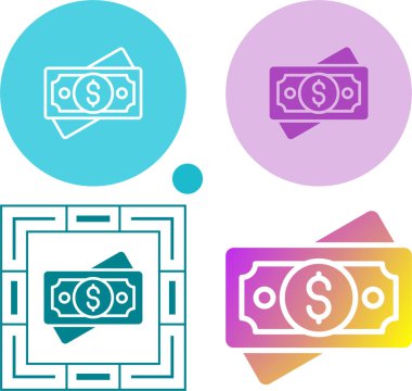 Hat para banknotları beyaz arkaplanda izole simgeleri ayarlayın